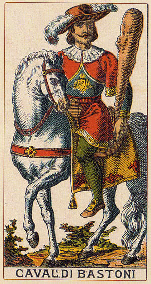 cavaliere bastoni - Tarocchi Arcani minori - www.animamceleste.it